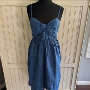 J Crew Womans Pullover Prepoy Chic Blue Linen Blend Denim Dress